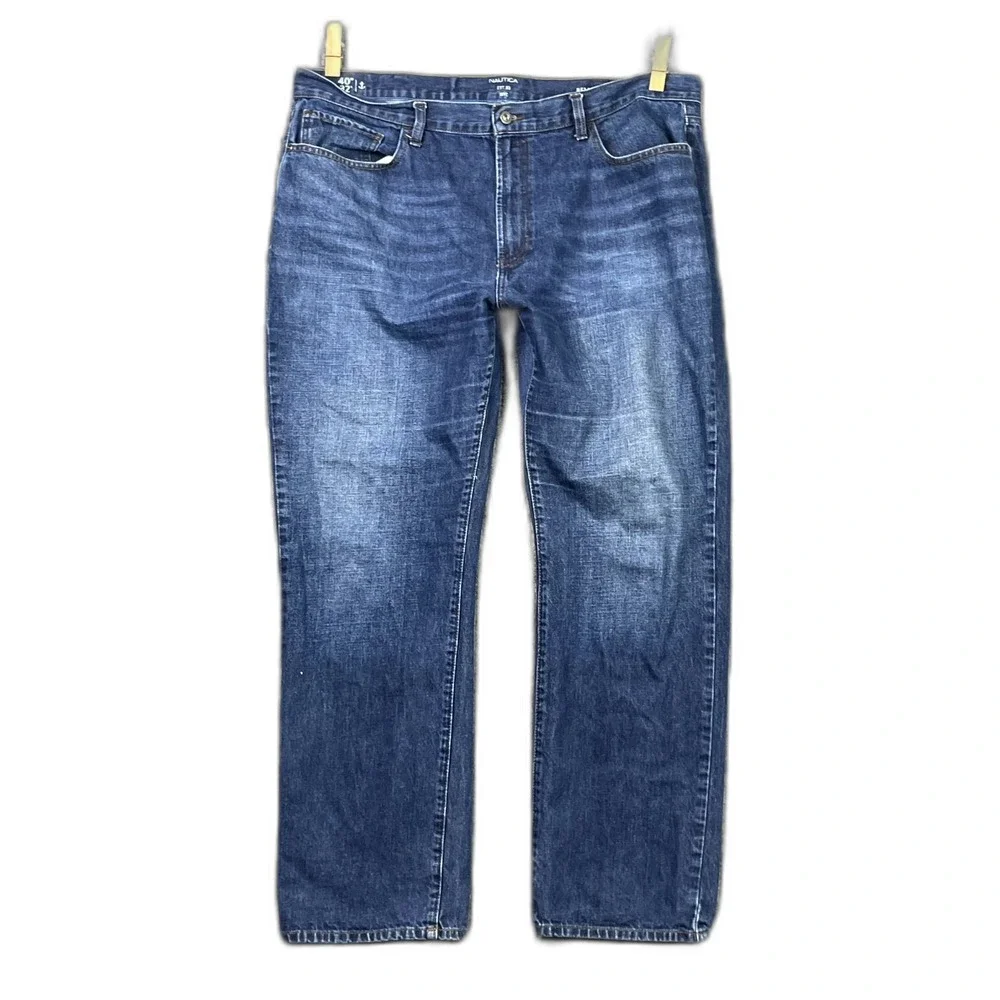 Nautica Relaxed Fit Jeans Men 40x32 Blue Denim 5 Pocket Zip Fly Gorpcore Classic